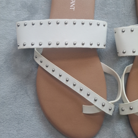 Lane Bryant Spring White Sandals Women's Slip On Slide Studded Size 8.5 W - Picture 5 of 14